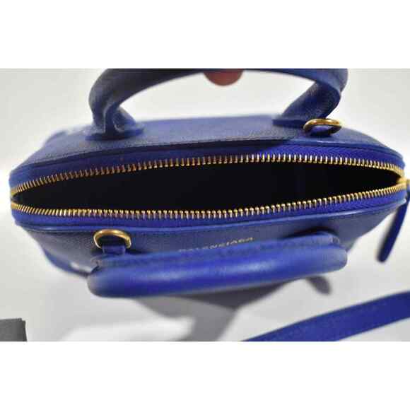 Balenciaga Ville XXS Blue White Logo Grained Top Handle Shoulder Crossbody Bag - Picture 11 of 12